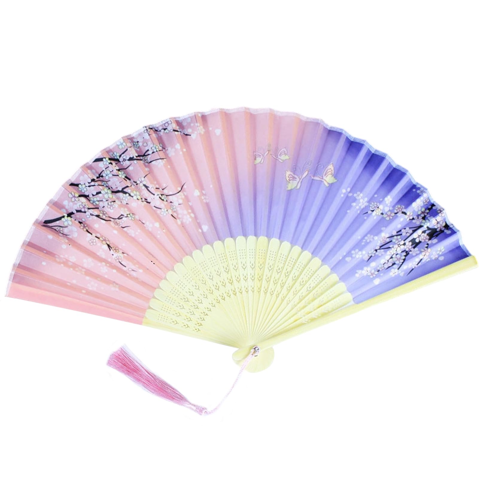 Folding Fan for Women and Men Japanese Traditional Summer Fireworks New Present and Flower [Joyasslly] - Lightweight, Handheld, Bamboo, Style,