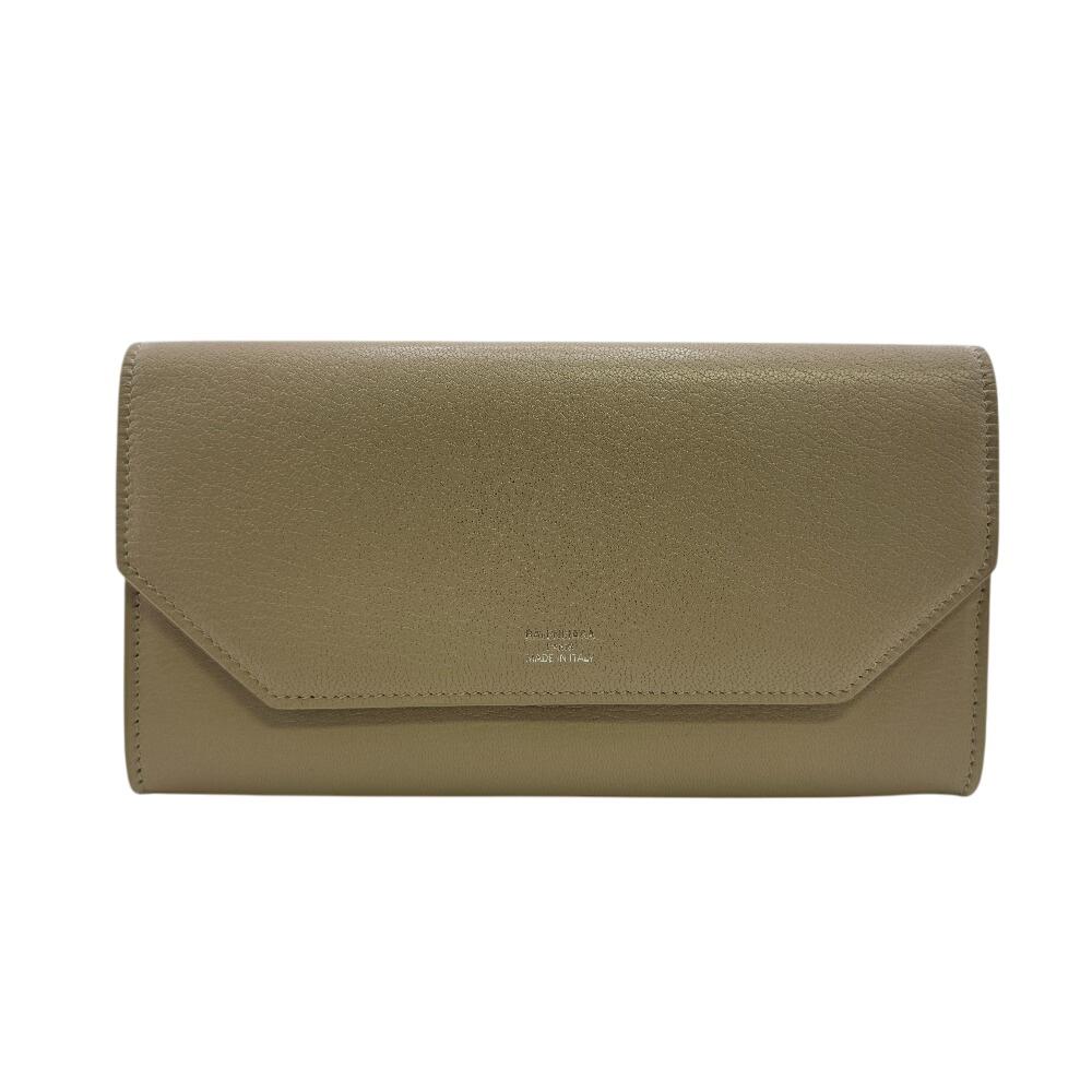 Balenciaga 736732 Continental Wallet Leather Envelope Purse Beige Leather Women Used