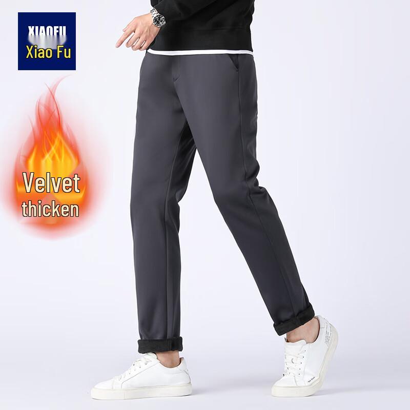 

Xiaofu Men s Fleece-Lined Straight-Leg Casual Trousers M