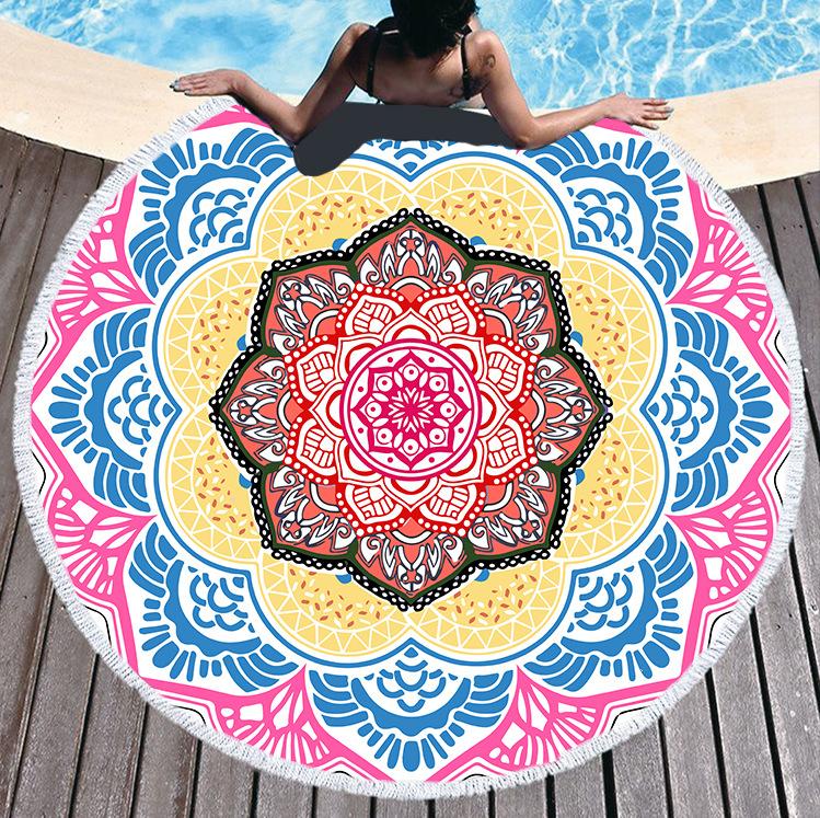 Mikrofaser Marmor Abstraktes Muster Strandtuch Rund Groß Aquarell Treibsand Yoga Handtuch Mit Quaste Strandmatte Decke Abdeckung