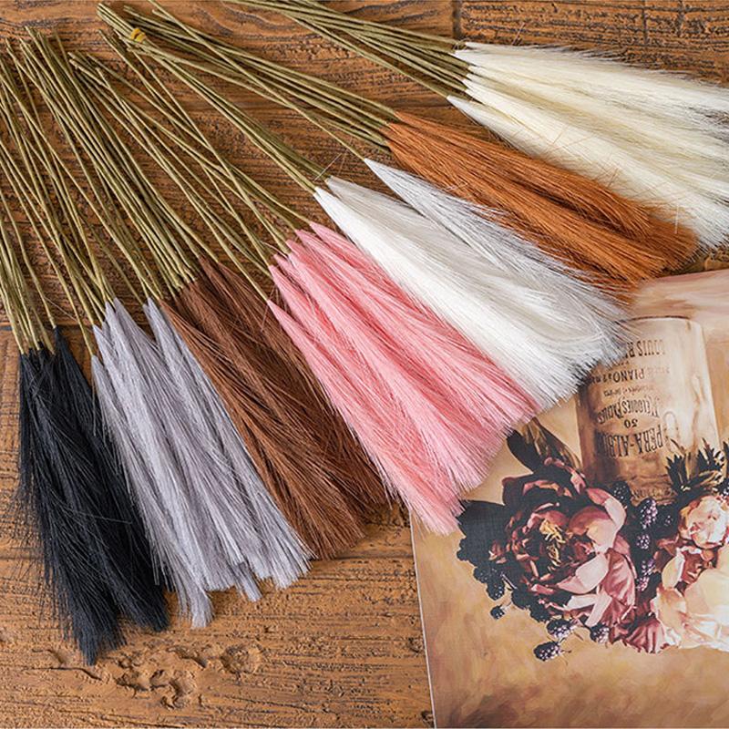 10pcs Faux Pampas Wedding Home Decoration Fake Plant Fluffy Silk DIY Reed Simulated Artificial Flowers Pampas Grass