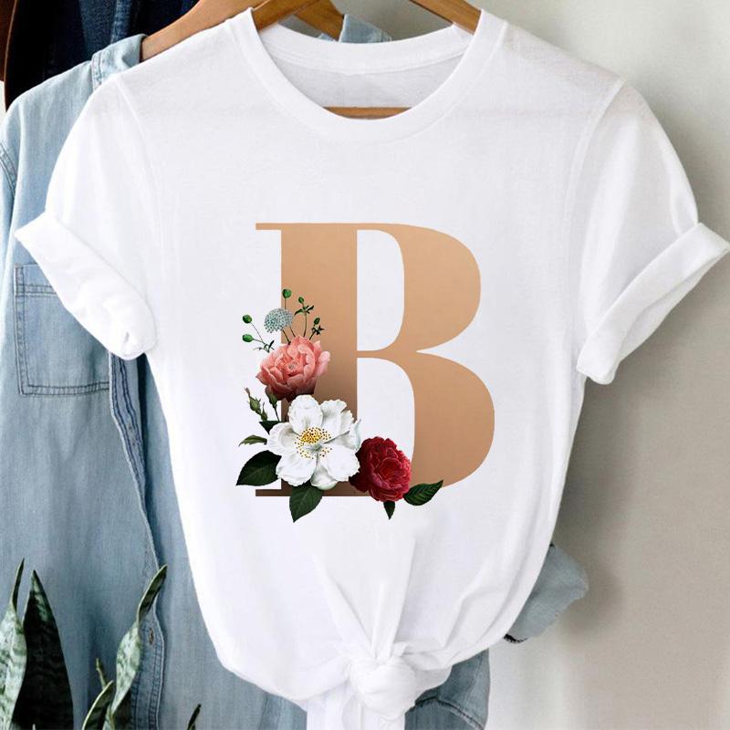 Woman Tshirts 26 Letter Customization T-Shirt Ladies Fashion Top Female Tees Casual T Shirt Summer Short Sleeve Femme
