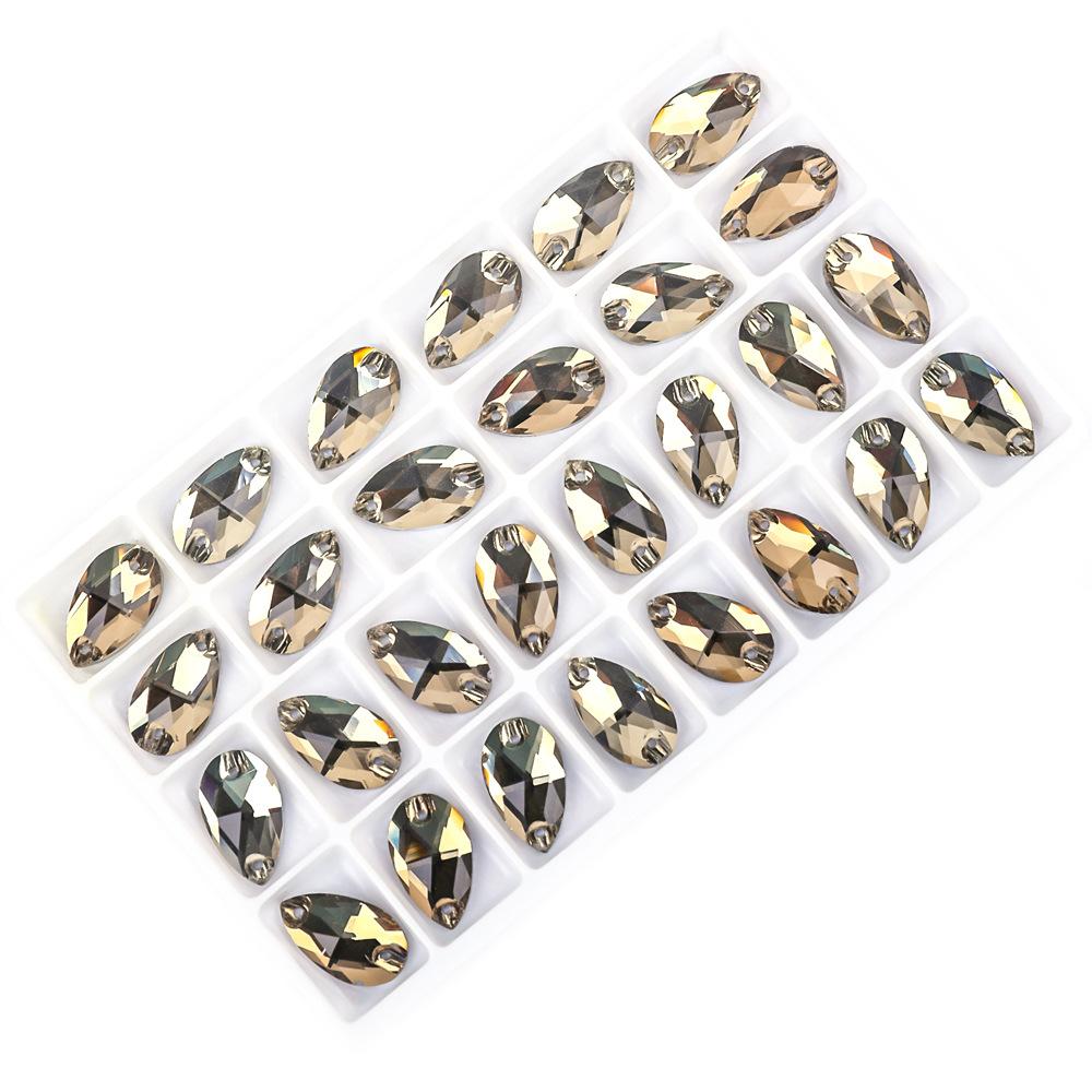 Weichen Flat Bottom Water Drop Hand Seam Drill Glass Double Hole Water Drop Drill Flat Buckle Diy Jewelry Accessories Material