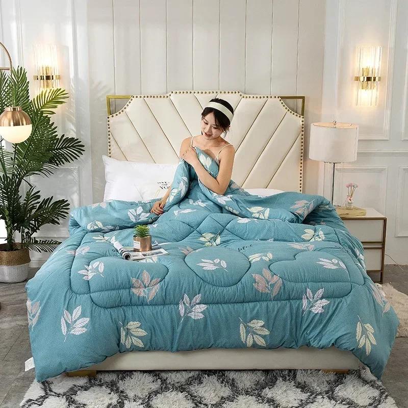 

Bedding Duvet Winter Thick Comforter Washable Microfiber Bedding Comforter with Corner Tabs Small Queen King Size Warm Blankets 150x200cm 2kg