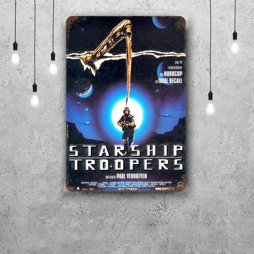 Starship Troopers Minimal Decor Poster Vintage Tin Sign Metal Sign Decorative Plaque for Pub Bar Man Cave Club Wall Decoration