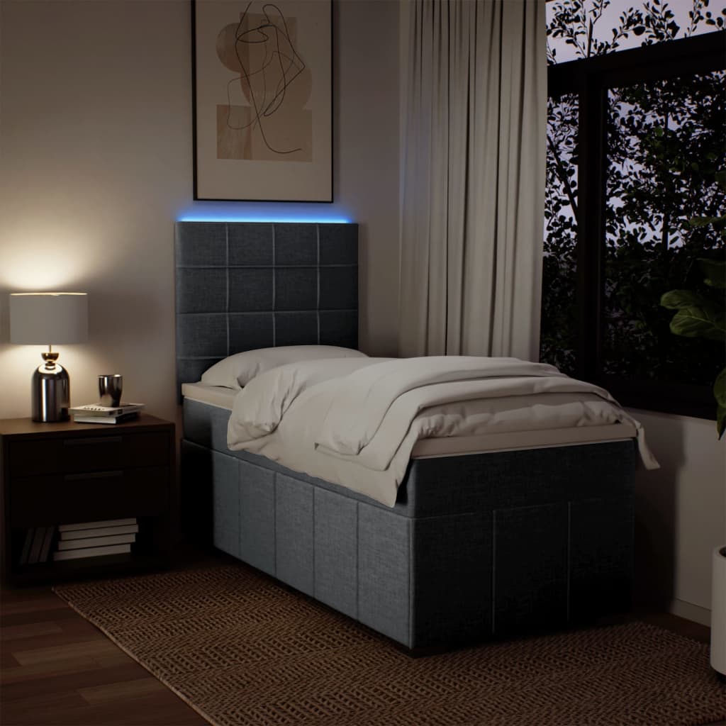 Box Spring Bed with Mattress Light Grey 90x200 cm Fabric
