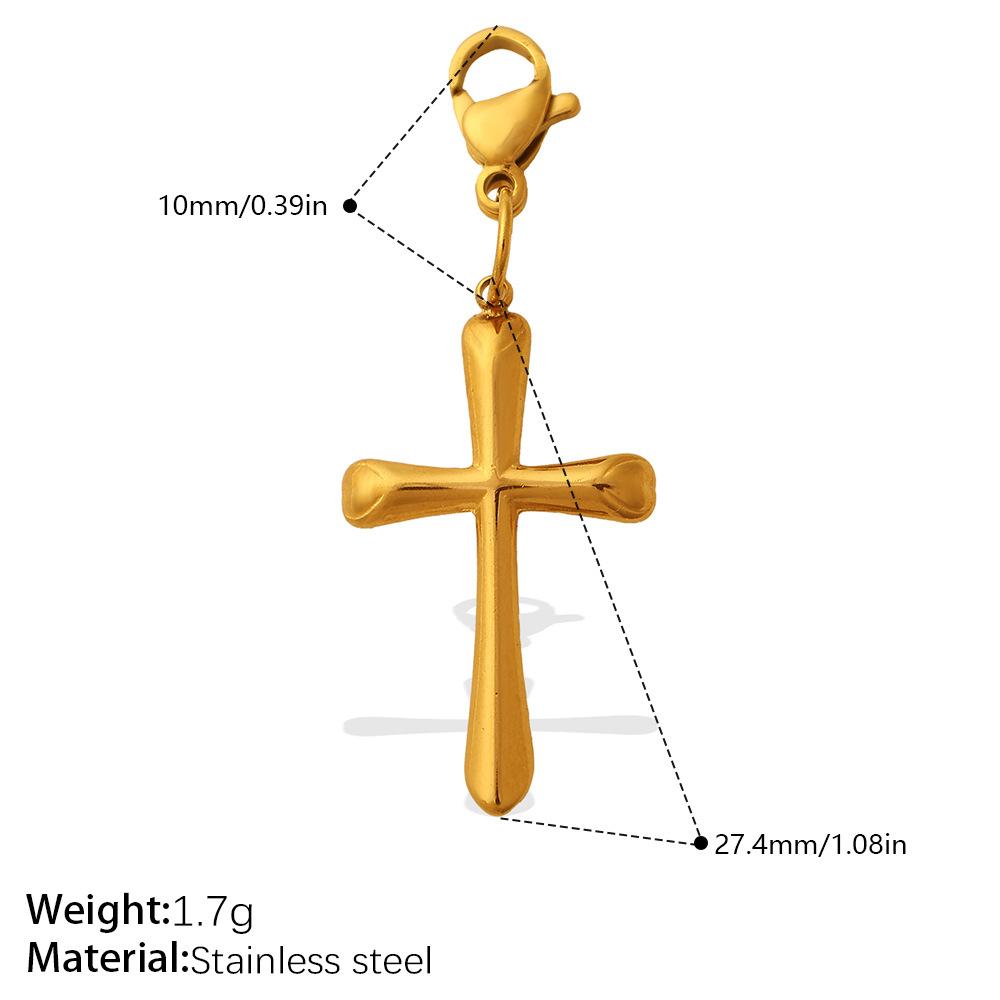 Personalized Retro Style Engraved Three-Dimensional Cross Series Lobster Buckle Pendant Stainless Steel Gold Diy Accessories