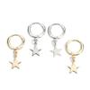 Women Girls Star Pendant Earrings Shiny Ear Clip Pin Copper Stud Jewelry Holiday Gift