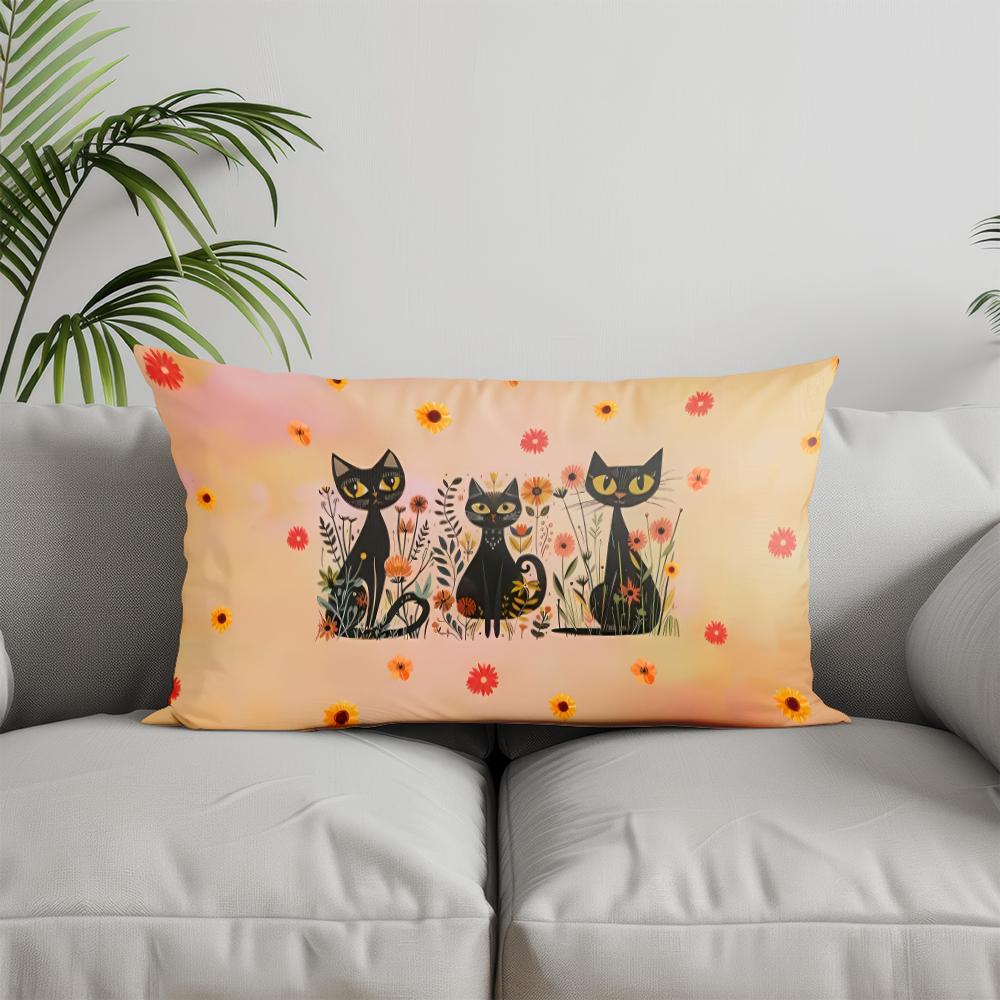 Home Decor Cute Cats Pillow Cover Design Suitable For Sofa Bedroom Car Pillow Cover Cushion Rectangular Back Cushion
