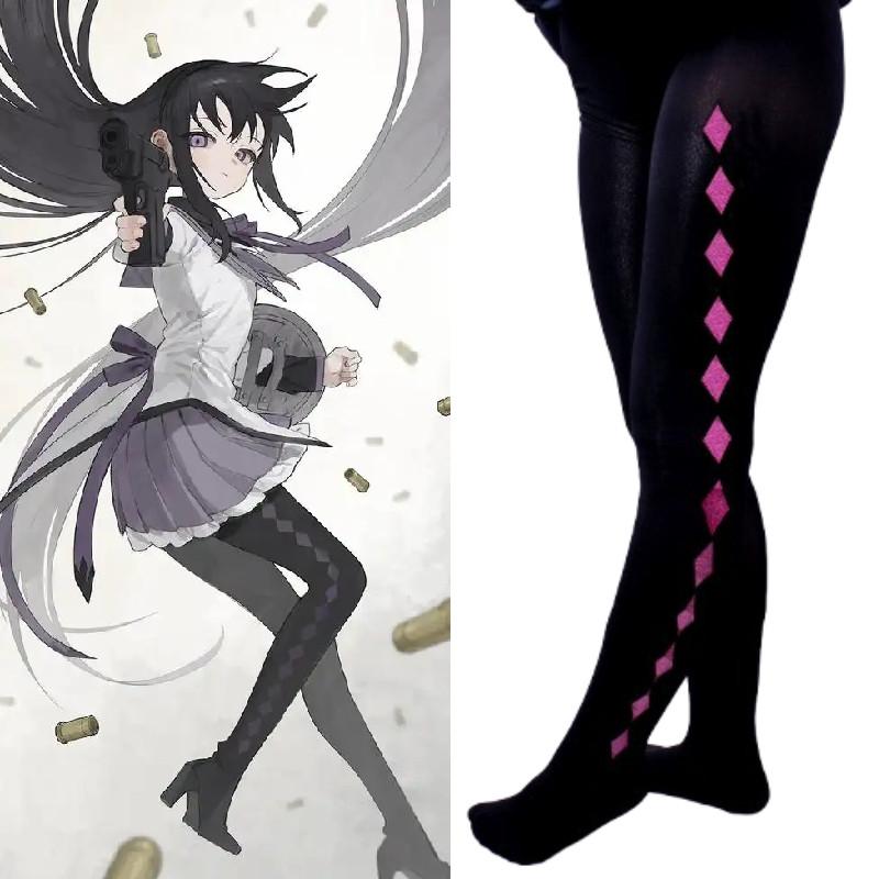 Puella Magi Madoka Magica Akemi Homura Cosplay Leggings With Knit Fabric For Daily Wear