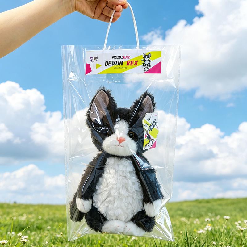 Black & White Devon Rex Cat Plush Toy – Cute, Curly-Haired Doll & Hug Pillow Gift for Girls