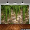 2D Vintage Brick Wall with Green Vines Backdrop Natural Scenery Photo Booth
