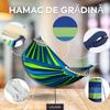Double Hammock De Gardina 260×150 Cm GALAXIA® Blue Green Wooden Bar Cotton Double Hammock