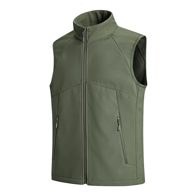 Autumn Outdoor Men's Casual Loose Large Size Vest Stand Collar Vest Pocket Vest Jacket Thin