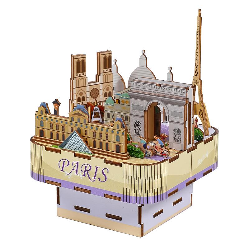 Puzzle Scatola Musicale 3D in Legno di Parigi – Ornamento Romantico e Giocattolo Antistress