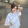Heavyweight Pure Cotton American Embroidered White Short-sleeve T-shirt for Women, New Design Niche Summer Loose Top