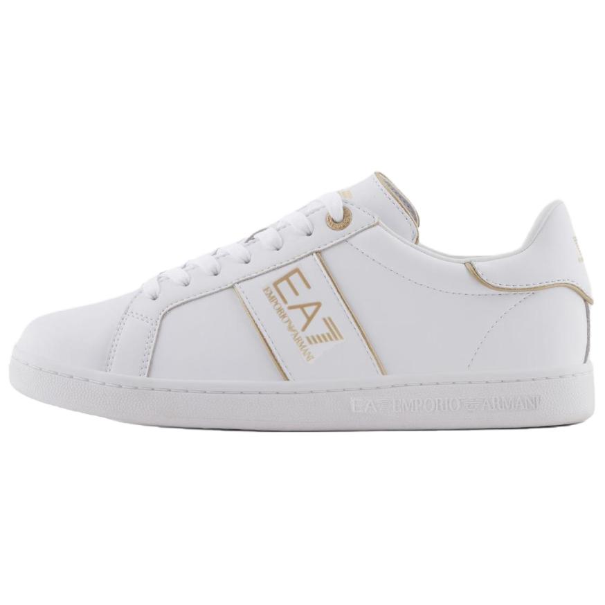 Emporio Armani EA7 Leather Color-Blocked Round-Toe Lace-Up Low-Top Sneakers Men Sneakers White X8X102XK346U447