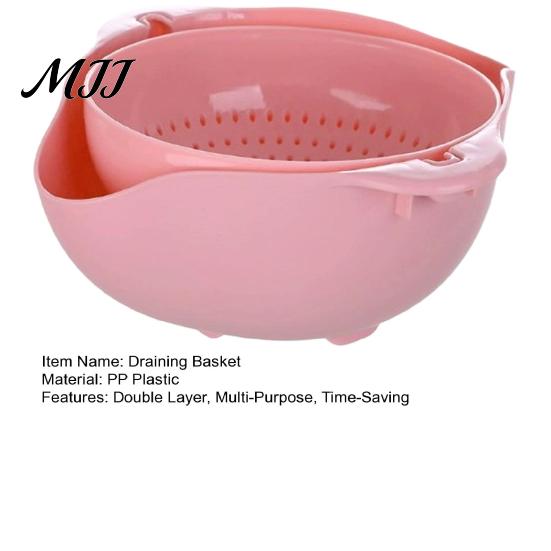 Detachable Drainer Bowl Double Layer Vegetable Washing Basket, Multifunctional Draining Fruit Plastic Strainer for Kitchen & Colander, Sink Gadget