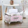 Rose Pattern Golden-Plated Tissue Box American Style Paper Holder Suitable For Multiple Rooms Home Desktop Decor