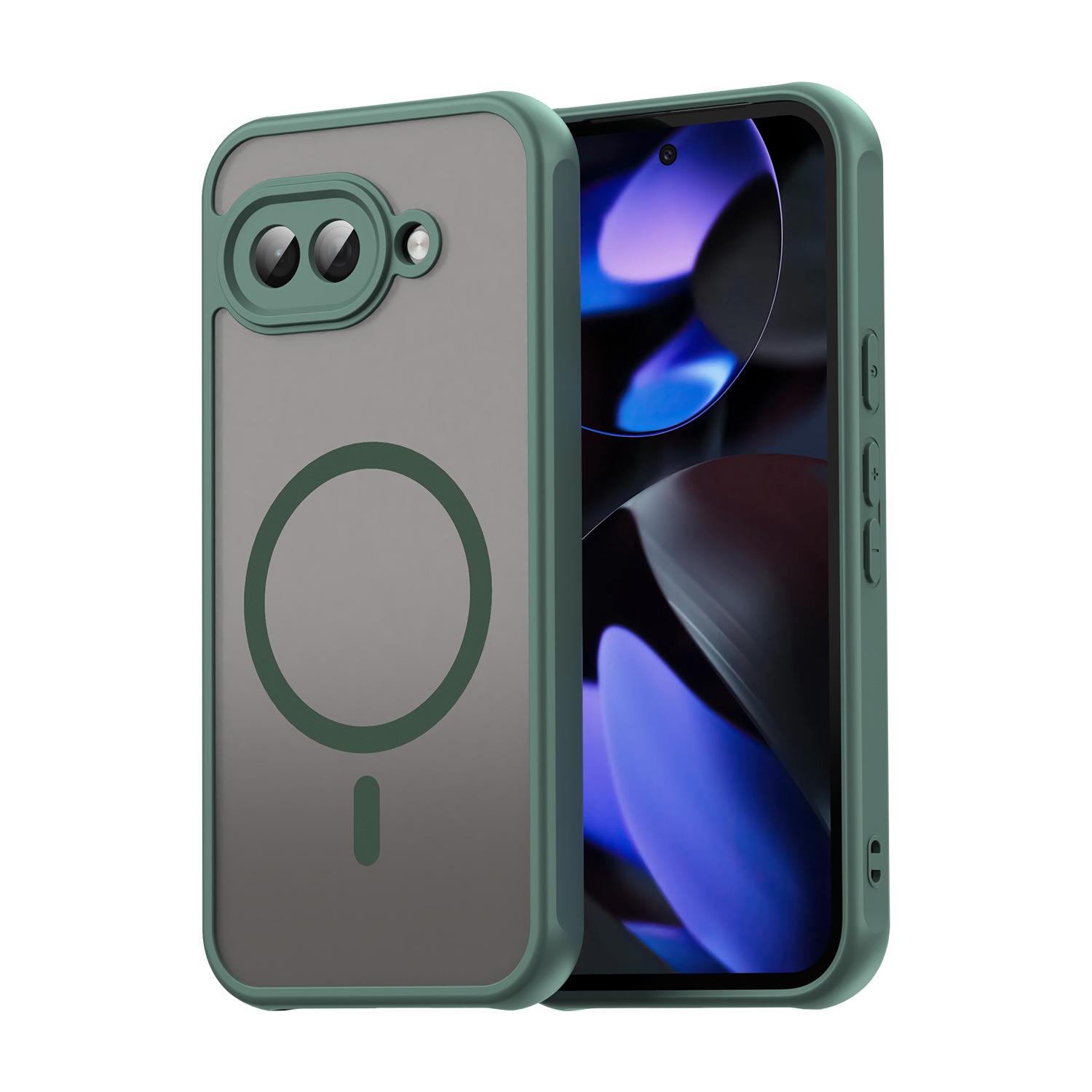 

Google Pixel 9A Phone Case,Magnetic Shockproof Phone Case,Bumper Hybrid Cover for Google Pixel 9A зелений