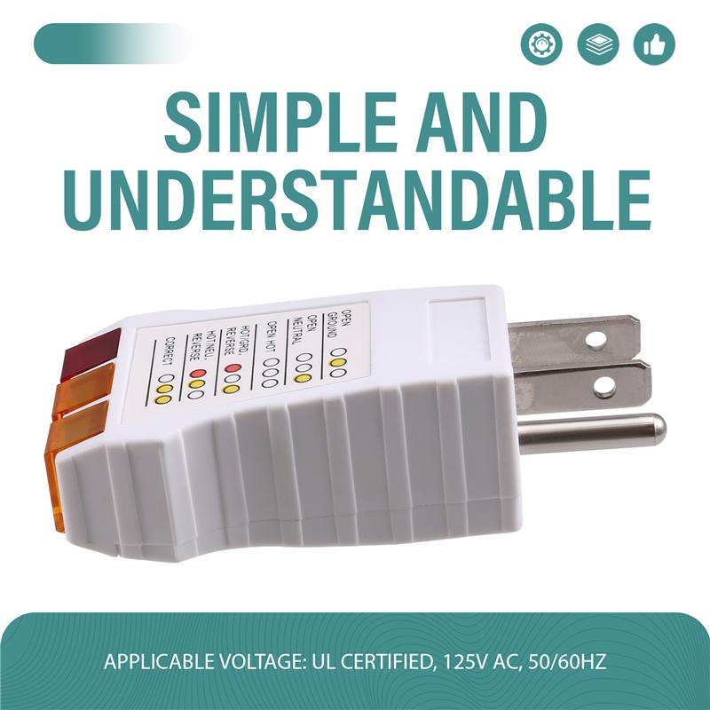 A72U Outlet Tester: Circuit Analysis Tool For Grounding Systems, Receptacle Security Test Device US Plug