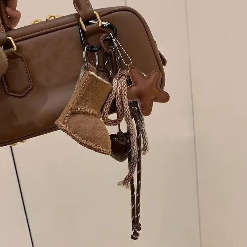 Y2K Fashion Snow Boot Star Lanyard Keychain Harajuku Style Braided Rope Keyring For Women Bag Pendant Handbag Charms Gifts