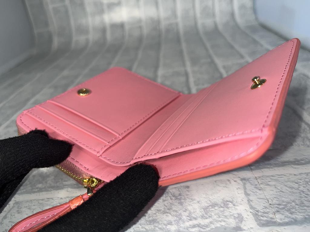 GUODI Genuine Crocodile Shining for Men and Compact Folding Wallet Bi-fold Wallet, Leather, (Glazed) Finish, Women, HL-9769-CRS (Pink)