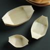 50 Stück Mehrgrößen Einweg Holzboot-förmige Teller Boot-förmiges Tablett Japanische Speise Schüssel für Salat Dessert Servierschale Holzschale