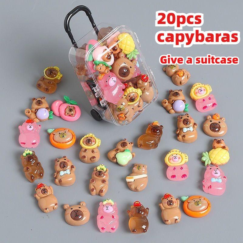 Capybara Mini Koffer Speelgoed Cartoon Lichtgevende Figuur Schattig Bureau Ornament Mini Decor Cadeau (as the picture,random Color)
