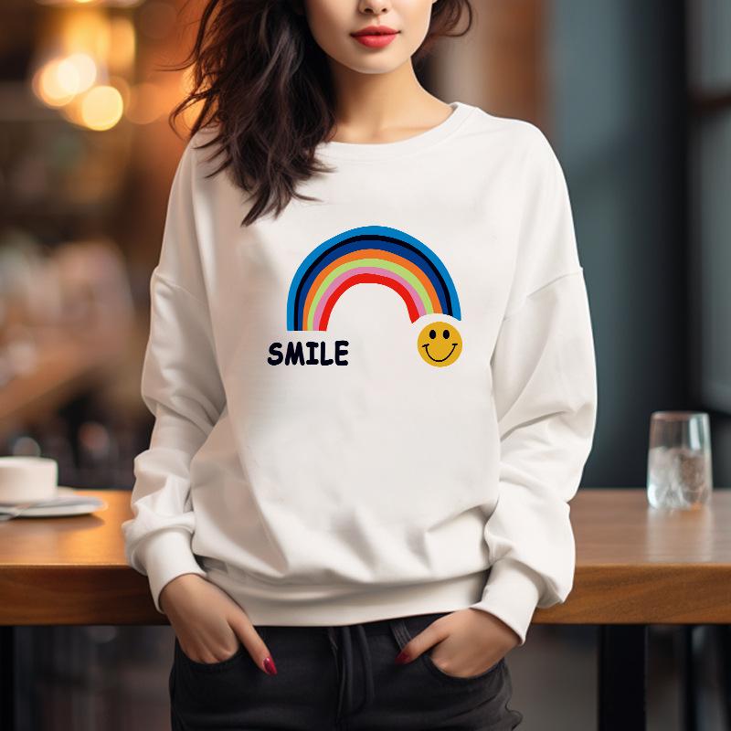 Loose cotton printing fleece thickened long-sleeved sweater jacket 2025 autumn and winter new Korean version T-shirt bottoming shirt