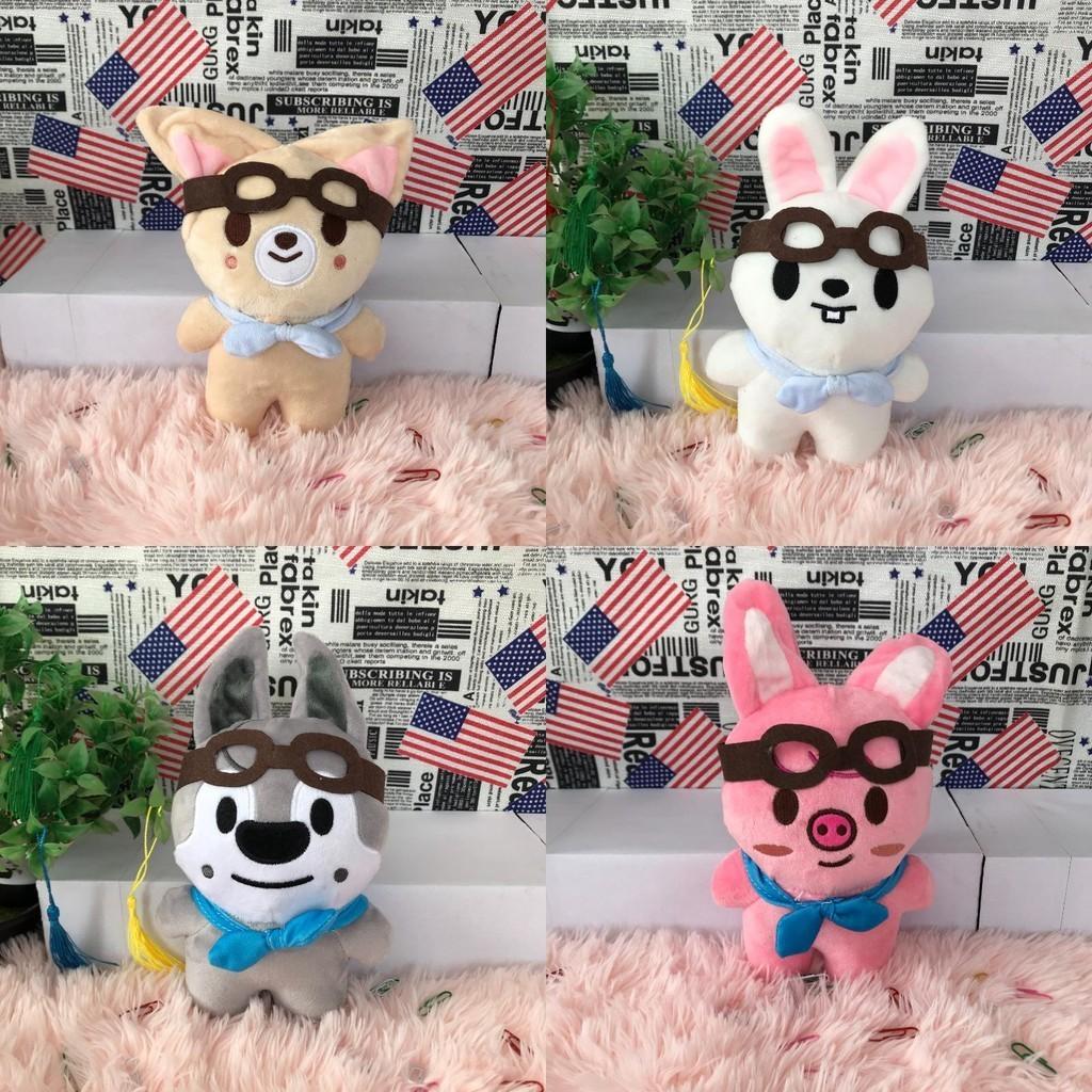 Skzoo Leeknow Hyunjin Cartoon Plüschtier für Kinder Kristall Ultraweich Kaninchen Design Anpassbares Bild 20cm Höhe