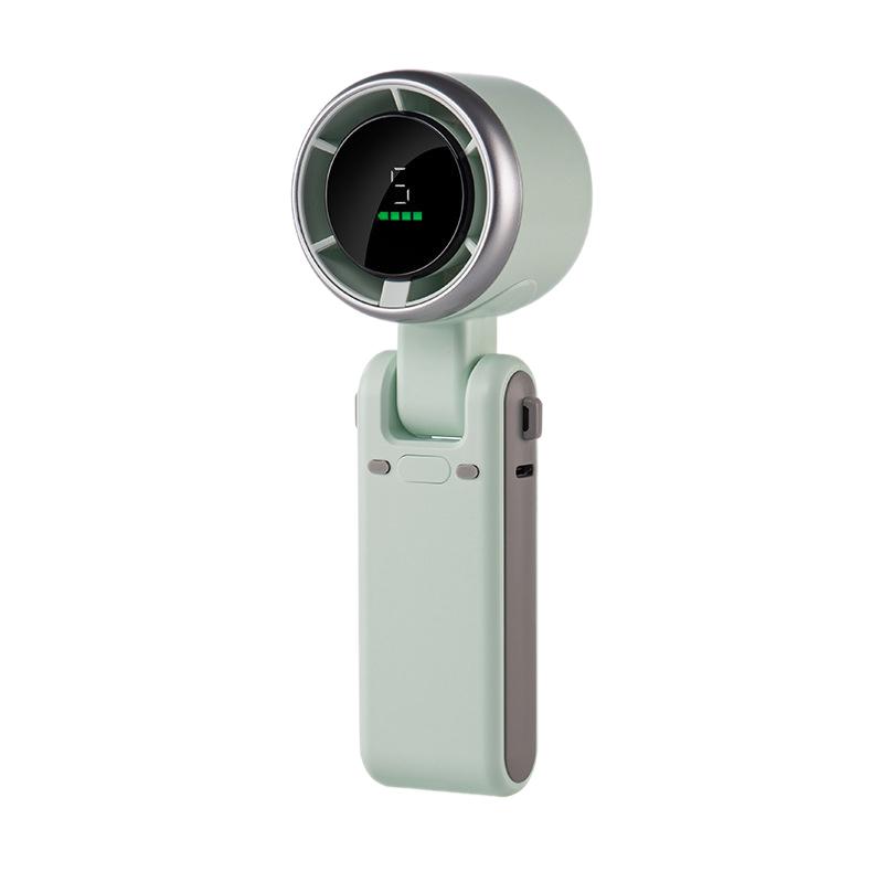Handheld Fan With Digital Display Portable Travel Handheld Fan Mini Foldable Desk Fan With 5-Speed Adjustable For Outdoor