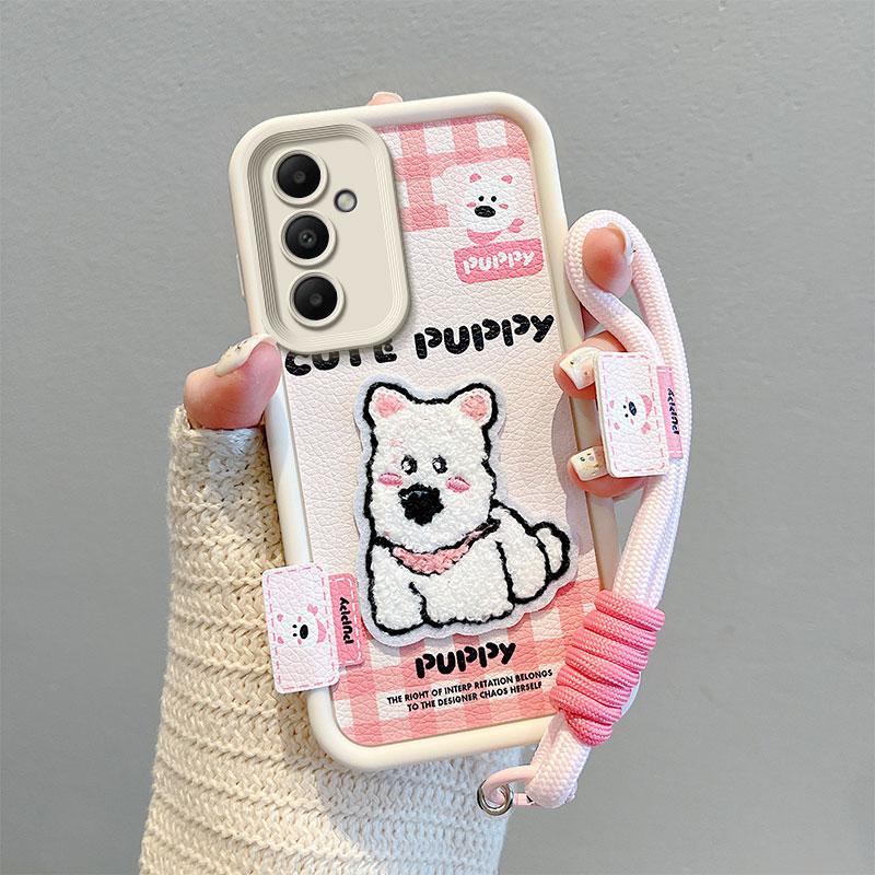 KEYSION Cartoon Niedliche Plüsch Stickerei Hülle für Samsung A05S A04S A13 5G mit Lanyard Stoßfeste Handyhülle für Galaxy S23 FE 5G