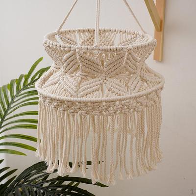 Boho Chic Macrame Pendant Lampshade - Handcrafted Woven Light Cover for Home Decor