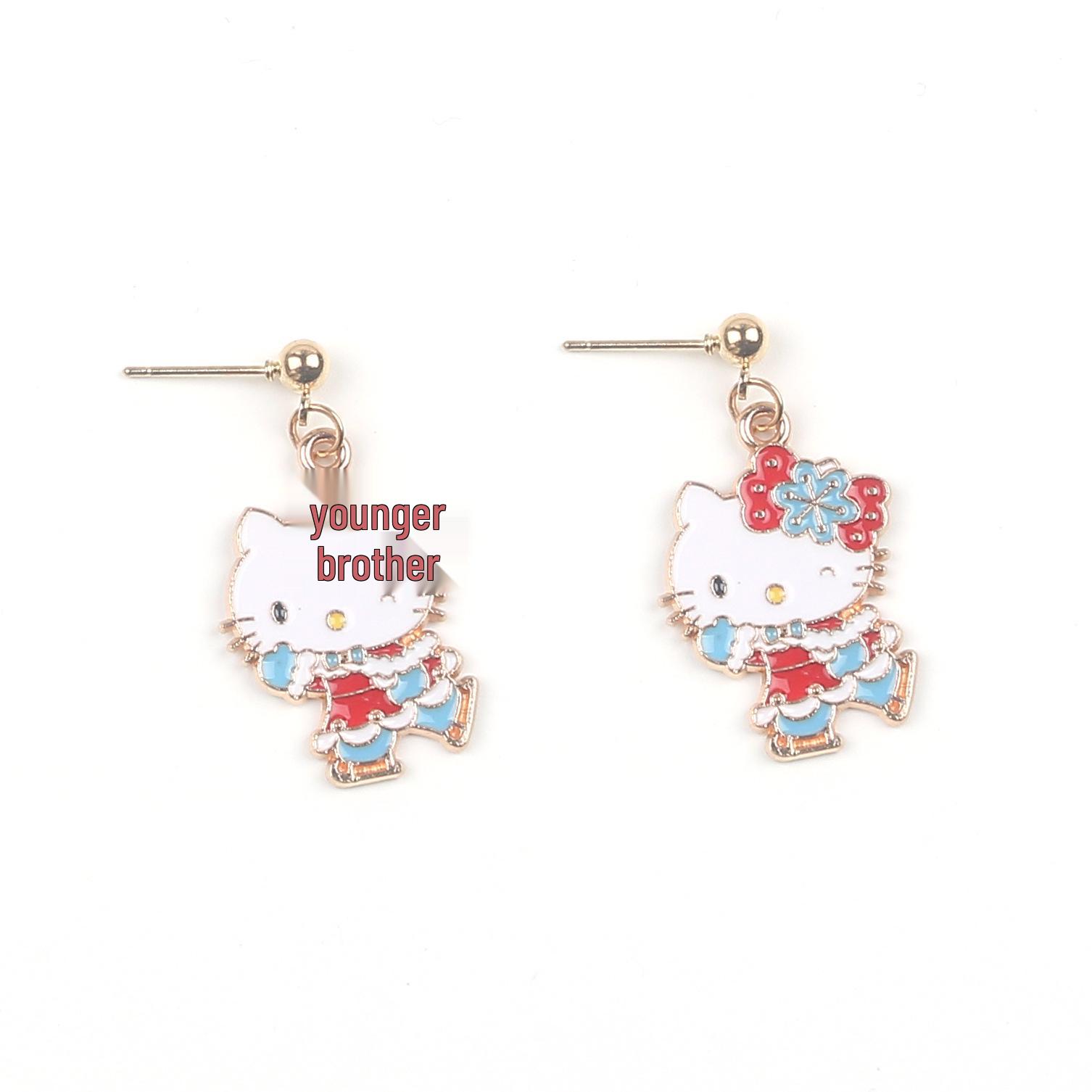 

Hello Kitty Рождественский мультяшный DIY Ювелирные изделия Сплав Подвеска Gold Ear Pin