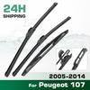 For Peugeot 107 2005-2014 2006 2007 2008 2009 Wiper Front & Rear Wiper Blades Windshield Windscreen Window Brushes 26"+26"+12