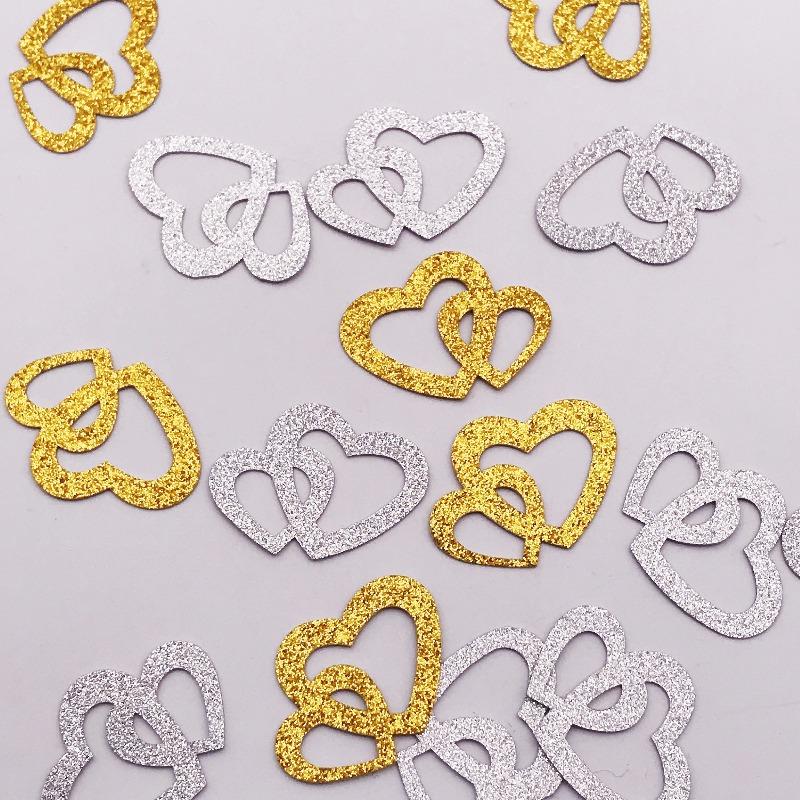 50pcs Golden Heart-Shaped Confetti for Wedding & Party Decorations | Glitter Paper, Onion Paper for Valentine's Day,Mother's Day