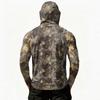 Men's Casual Leaf Camouflage Print Hooded Long Sleeve Sun Protection Shirt Lightweight Breathable Outdoor Top with Zipper Pocket