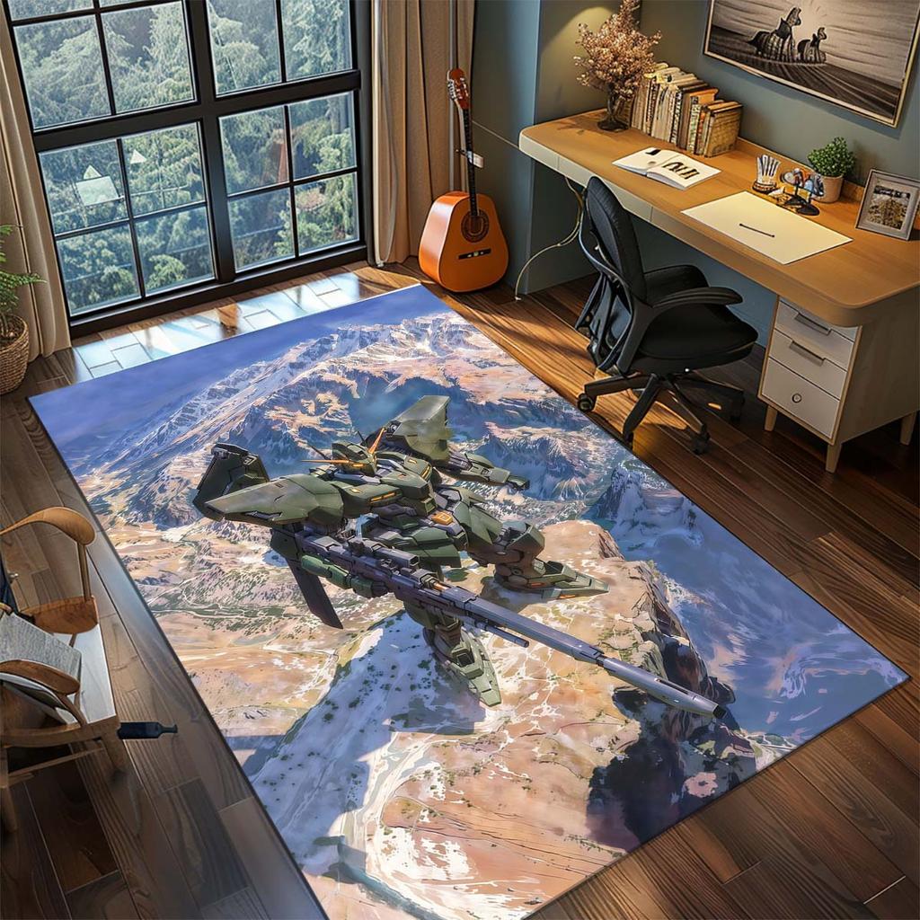 Gundam Anime Mecha Robot Rug Carpet Large Area Rug Non Slip Washable Floor Mat Gamer Room Bedroom Home Decor