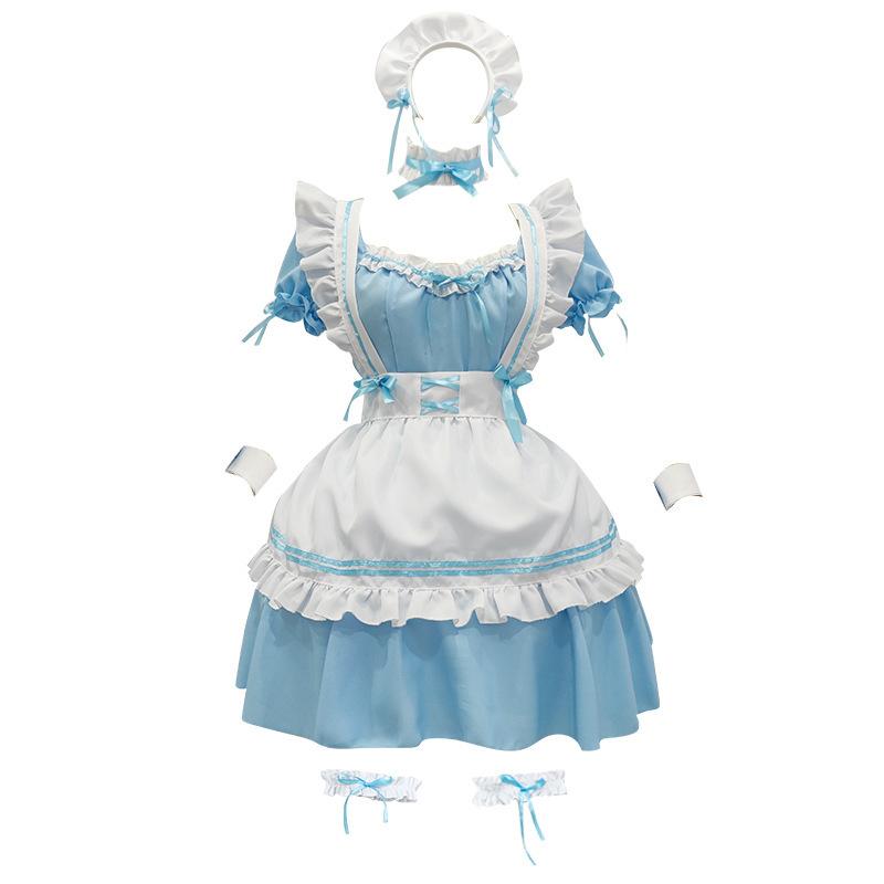 Cos sweet beautiful woman maid outfit red sweetheart maid uniform dress suit women's clothing