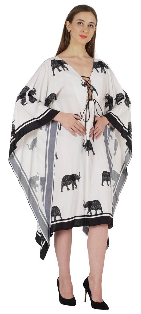 Moomaya Printed Short Turkish Kaftan For Women's Sexy Kaftan Evening Gown Beachwear