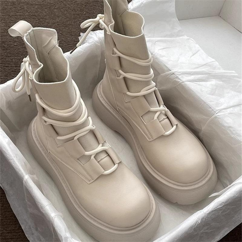Women's Platform Martin Boots Strap Design High Top Casual Ankle Boots