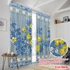 2pcs,2D Plane Printing Print Curtains Blue Yellow Floral Stripes Polyester (without Rod) Decorations Inside Use for Bedroom,