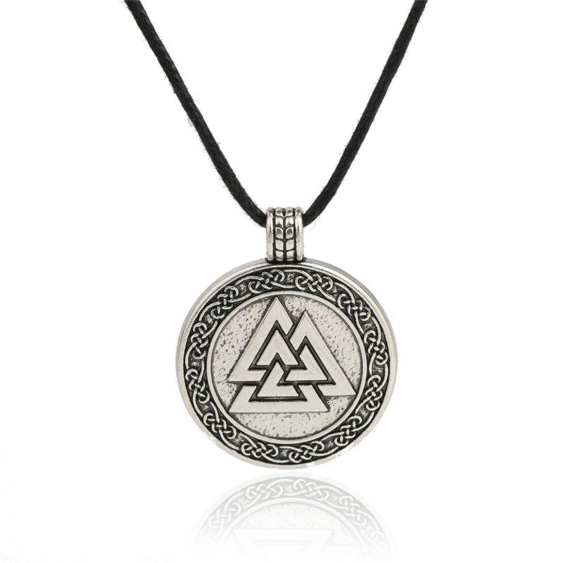 Teamer Viking Necklace for Men Norse Runes Pendant Valknut Odin Symbol Scandinavian Amulet Warrior Jewelry