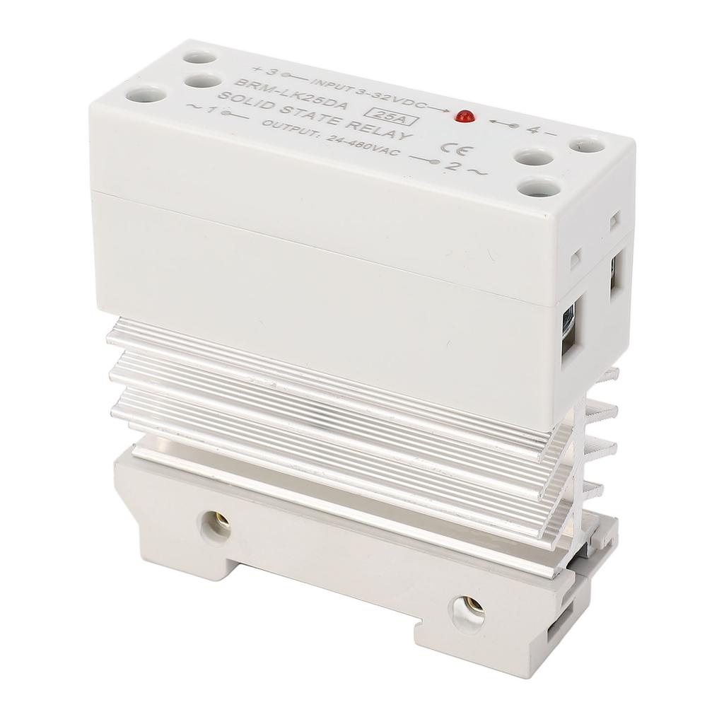 State Relay 25A, AC 24-480V AC SSR with Aluminum Heat Sink for PID Thermostat Temperature Controller Automation Process Equipment