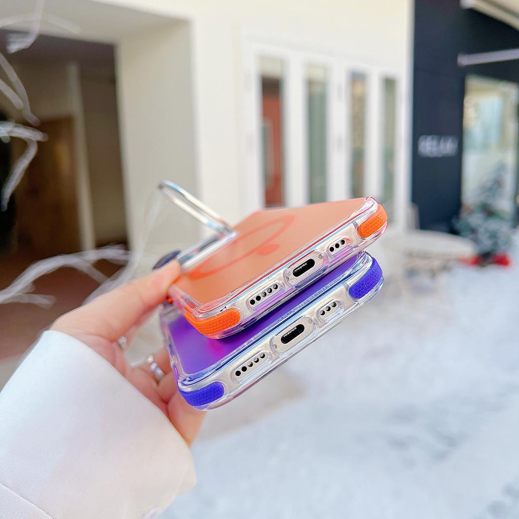 Applicable to Apple 16promax chameleon magnetic mobile phone case lens holder iPhone15 anti-skid strip protective case