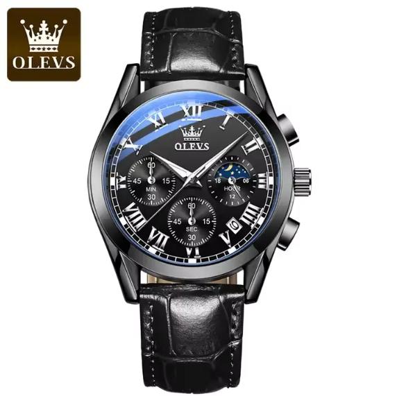 OLEVS 2871 High Quality Men s Quartz Watch Reloj Hombre Luminous Leather Band Clock for Business Waterproof Luxury Men s Watches OLEVS 2871