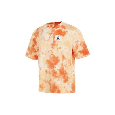 T-shirt Décontracté à Manches Courtes et Col Rond avec Imprimé Logo Tie-Dye American Retro Dopamine pour Homme Hauts Orange DX9584-112
