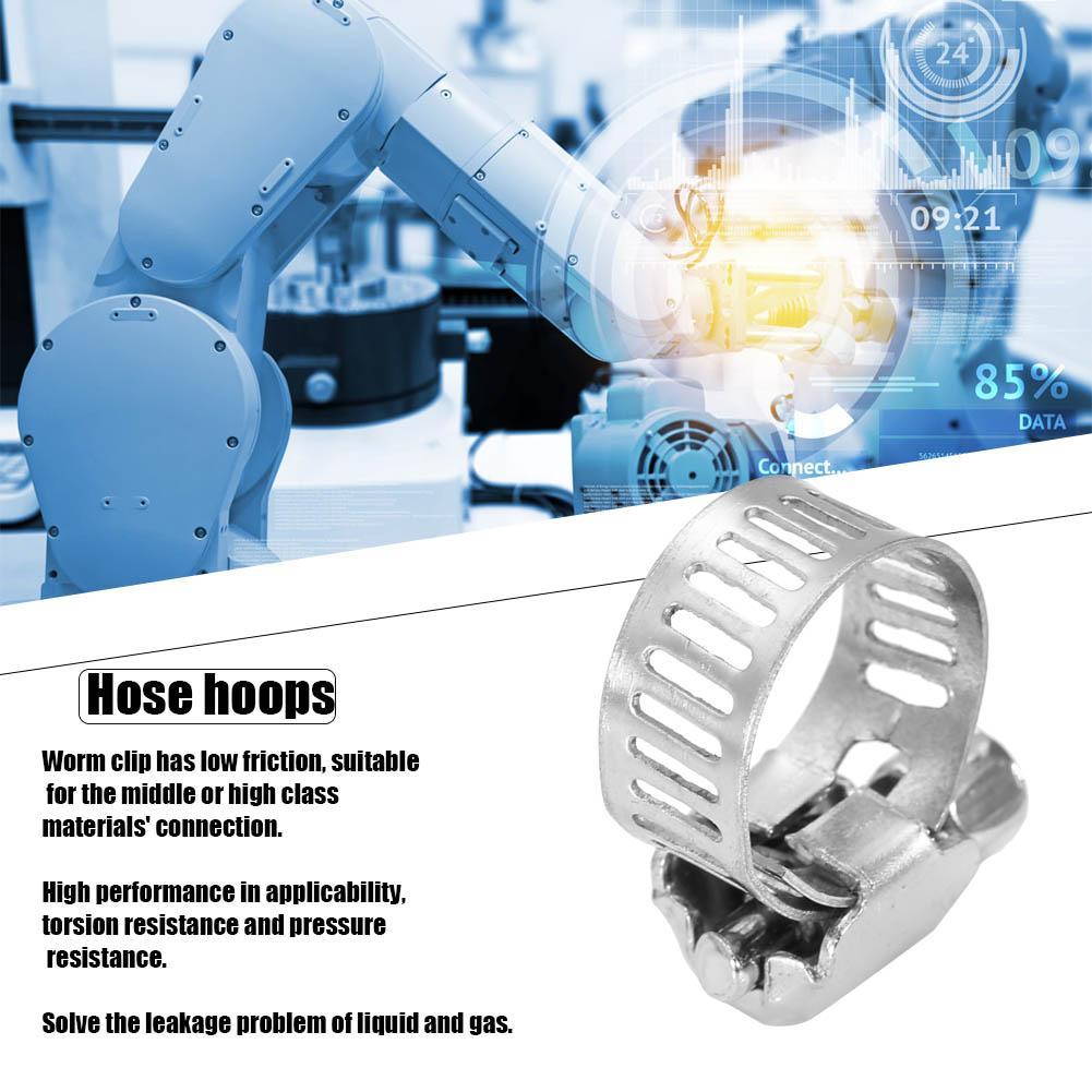 

50PCS Stainless Steel Tube Pipe Hose Clamps Fuel Line Worm Clip (10 16mm)