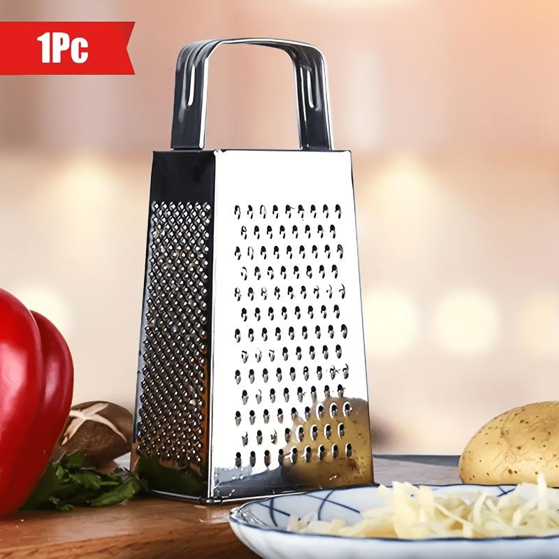 1Stainless steel four-sided kitchen grater - Multifunctional Thickened Cheese and Vegetable Grater Potato slicer with non-slip handle Suitable A-Nordic silver